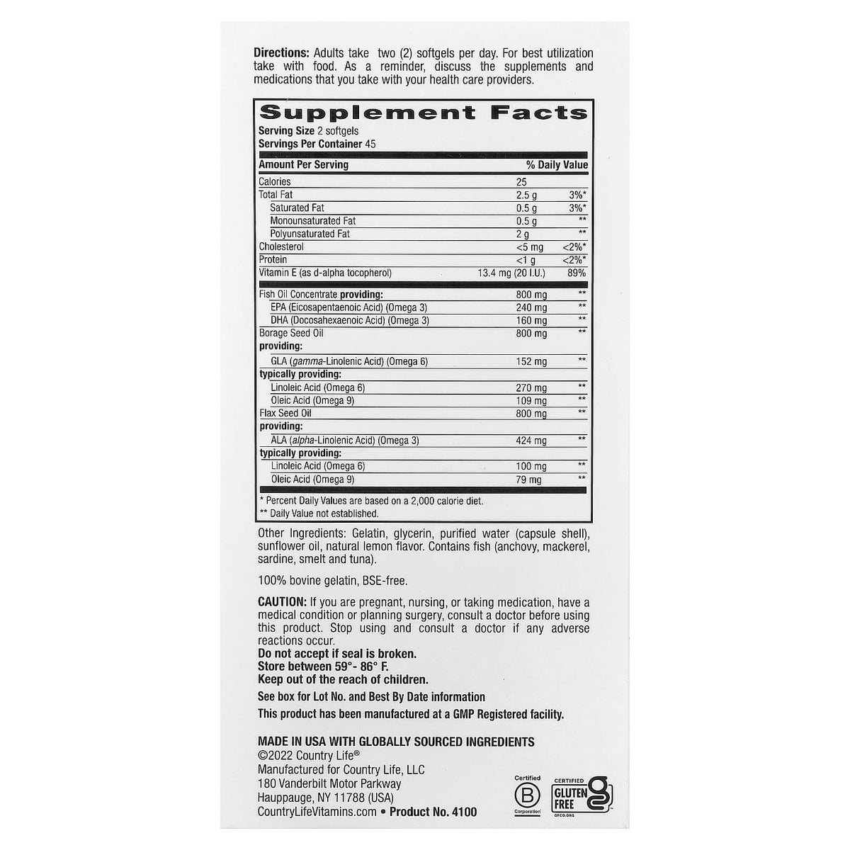 Country Life, Ultra Concentrated Omega 3-6-9 Complete. Natural Lemon, 90 Softgel