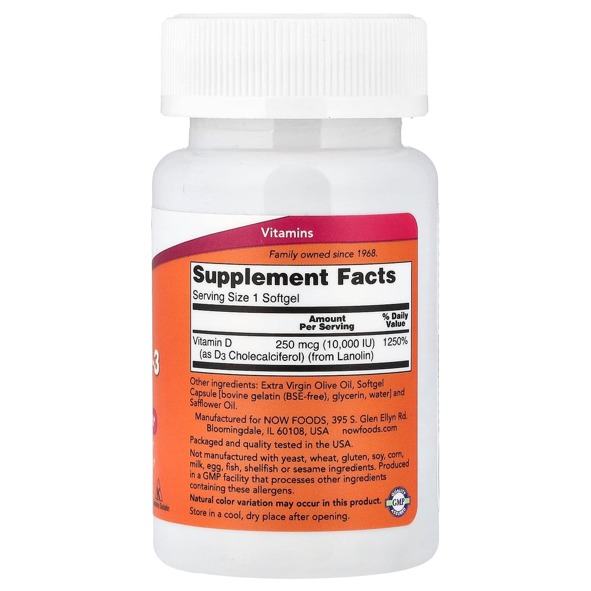 NOW Foods Vitamin D3 5000 IU 120 Softgels