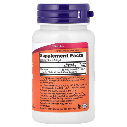 NOW Foods Vitamin D3 5,000 IU 240 Softgels
