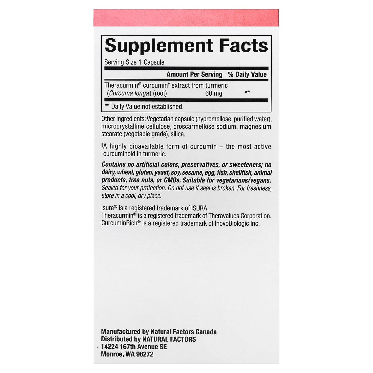 Natural Factors, CurcuminRich, Double Strength Theracurmin, 120 Vegetarian Caps
