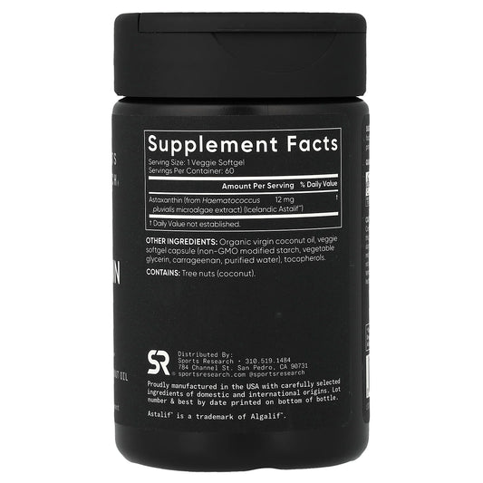 Sports Research Astaxanthin 12 mg 60 Veg Softgels