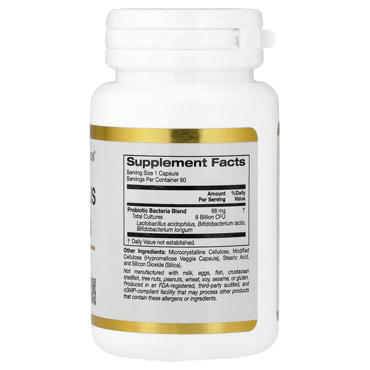 California Gold Nutrition Acidophilus and Bifidus 60 Veggie Capsules