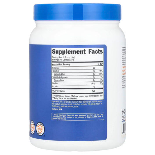 Nutricost, MCT Oil Powder, Unflavoured, 16.2 oz (454 g)