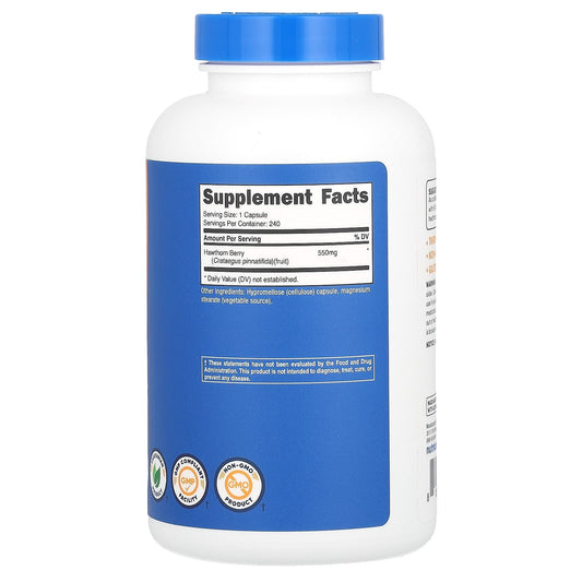 Nutricost, Hawthorn Berry, 550 mg, 240 Capsules