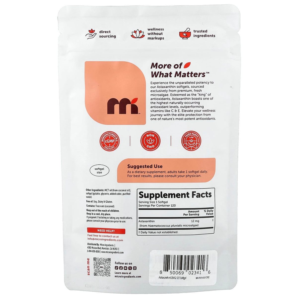 Micro Ingredients Astaxanthin 12 mg 120 Softgels