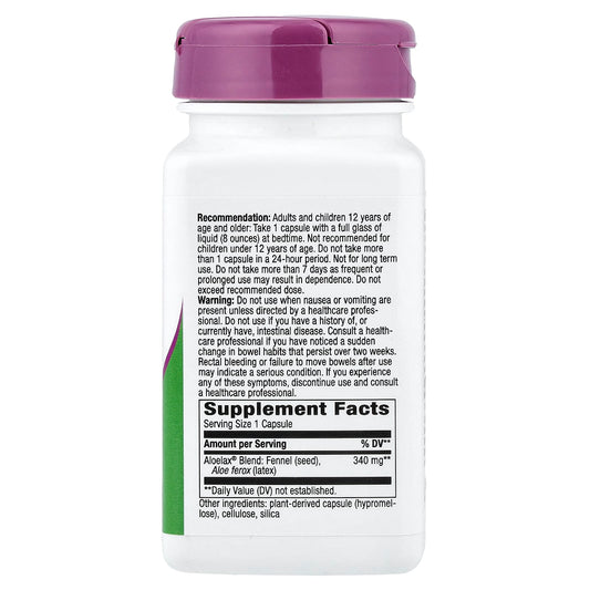 Nature's Way, Aloelax with Fennel Seed, 340 mg, 100 Vegan Capsules
