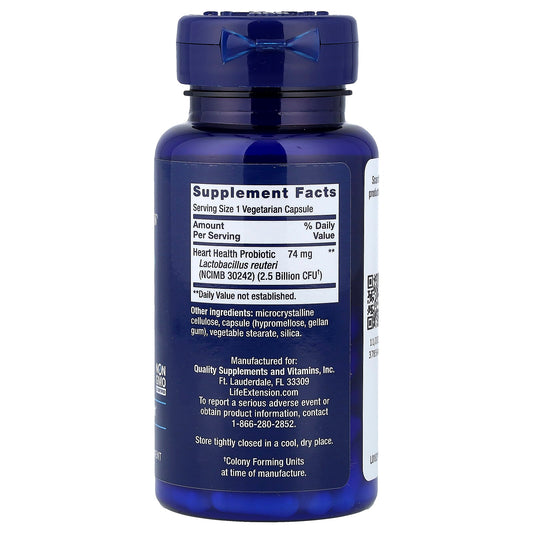 Life Extension, FLORASSIST® Probiotic Heart Health, 60 Vegetarian Capsules (74 mg per Capsule)