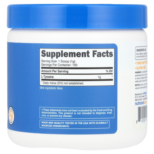 Nutricost, L-Tyrosine, Unflavoured, 3.6 oz (102 g)
