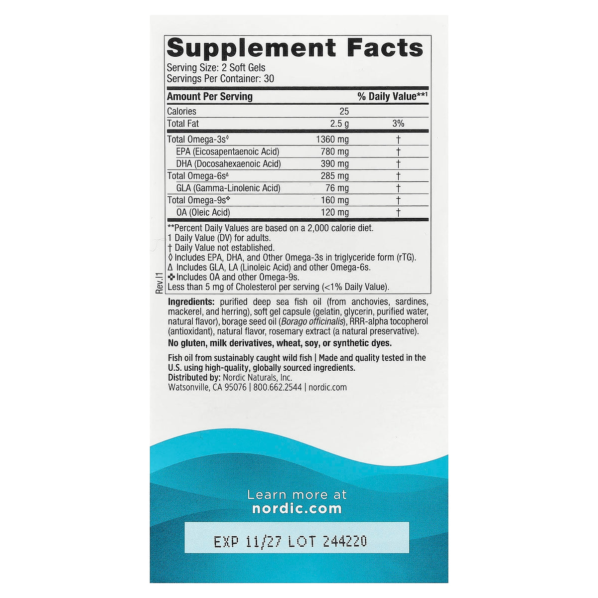 Nordic Naturals, Complete Omega Xtra, Lemon, 1360 mg, 60 Soft Gels