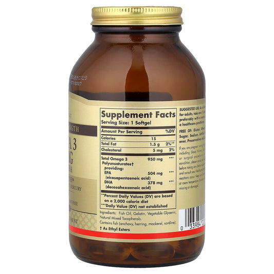 Solgar Triple Strength, Fish Oil, Omega-3, 950mg EPA & DHA, 100 Softgels
