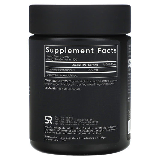 Sports Research L-Theanine 200 mg 120 Softgels