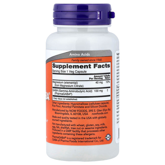 NOW Foods, PharmaGABA® With Magnesium Citrate, 90 Veg Capsules