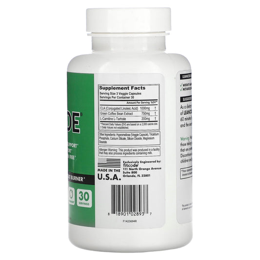 fitcode, LeanCode, 90 Veggie Capsules