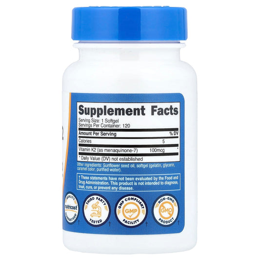 Nutricost Vitamin K2 MK-7 100 mcg 120 Softgels