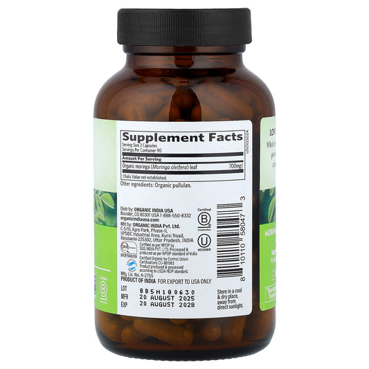 Organic India, Moringa, 180 Vegetarian Caps (350 mg per Capsule)