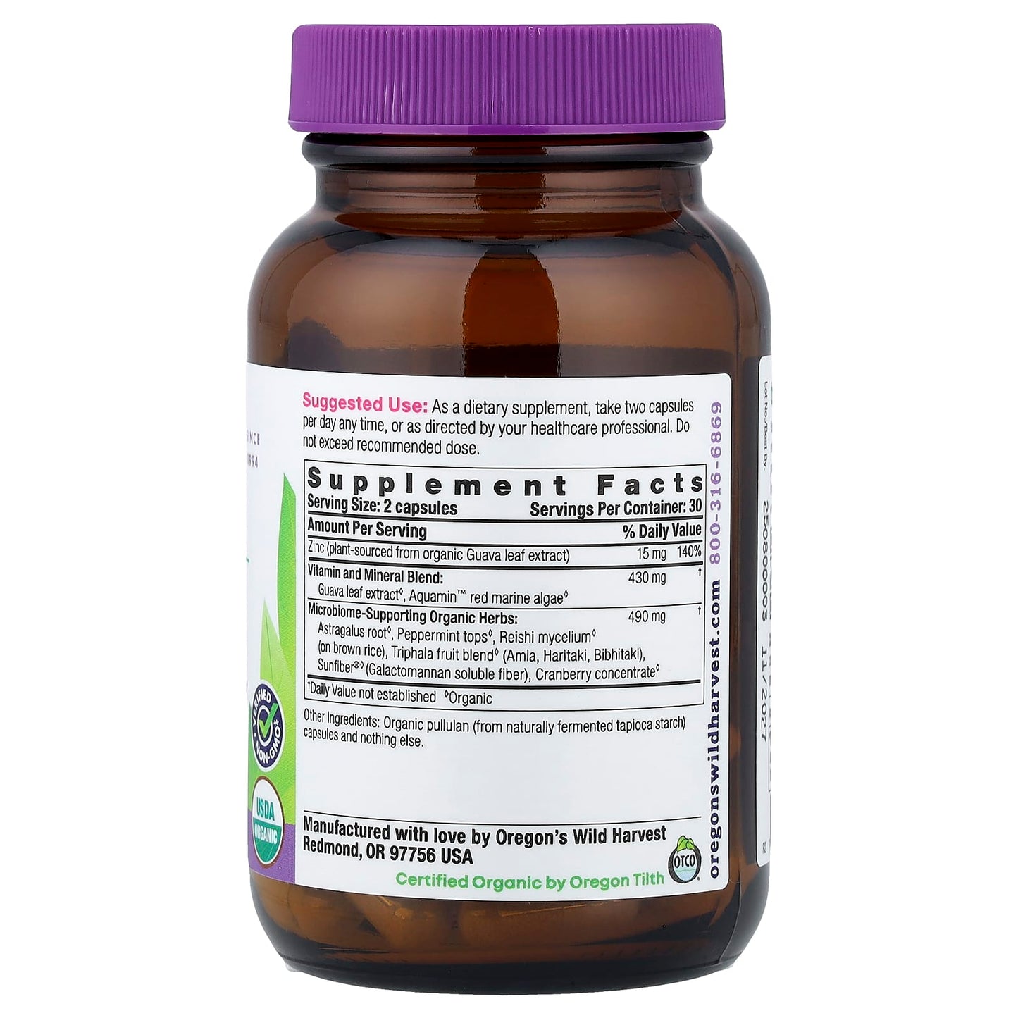 Oregon's Wild Harvest, Organic Zinc, 60 Organic Vegan Capsules