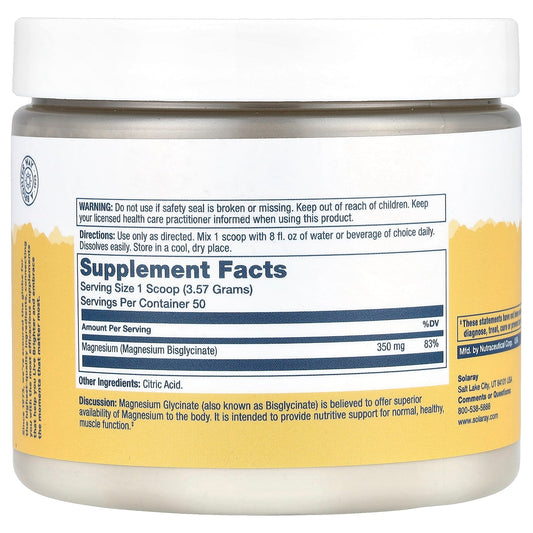 Solaray, High Absorption Magnesium Glycinate, Unflavoured, 6 oz (179 g)