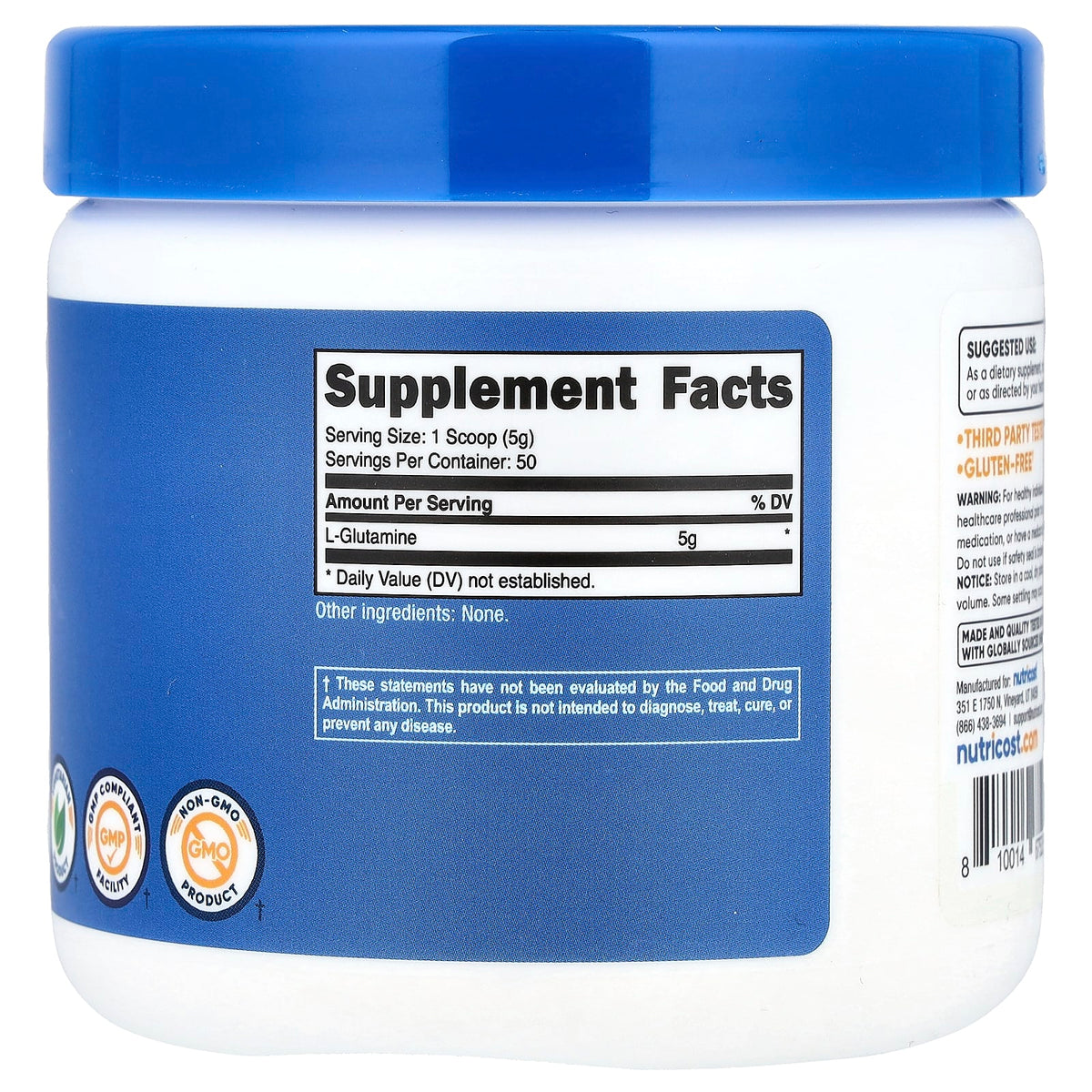 Nutricost, L-Glutamine, Unflavored, 8.9 oz (250 g)