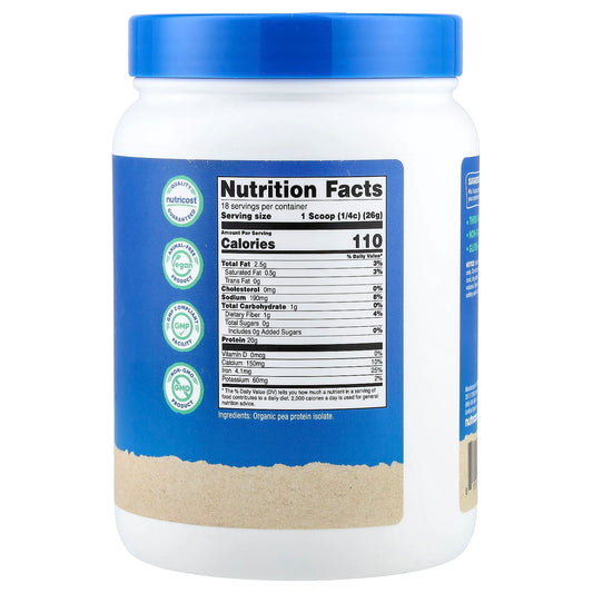 Nutricost, Organic Pea Protein, Unflavored, 1 lb (454 g)
