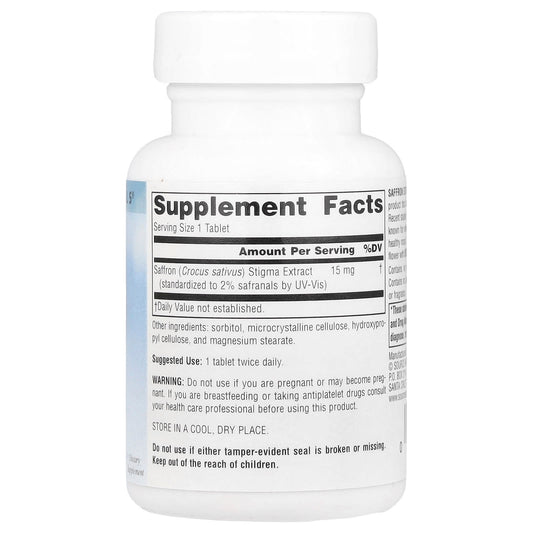 Source Naturals Saffron Extract 15 mg 30 Tablets