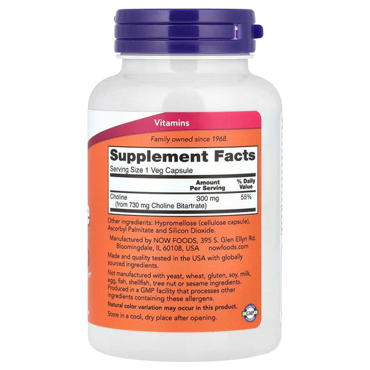 NOW Foods Choline 300 mg 100 Veg Caps