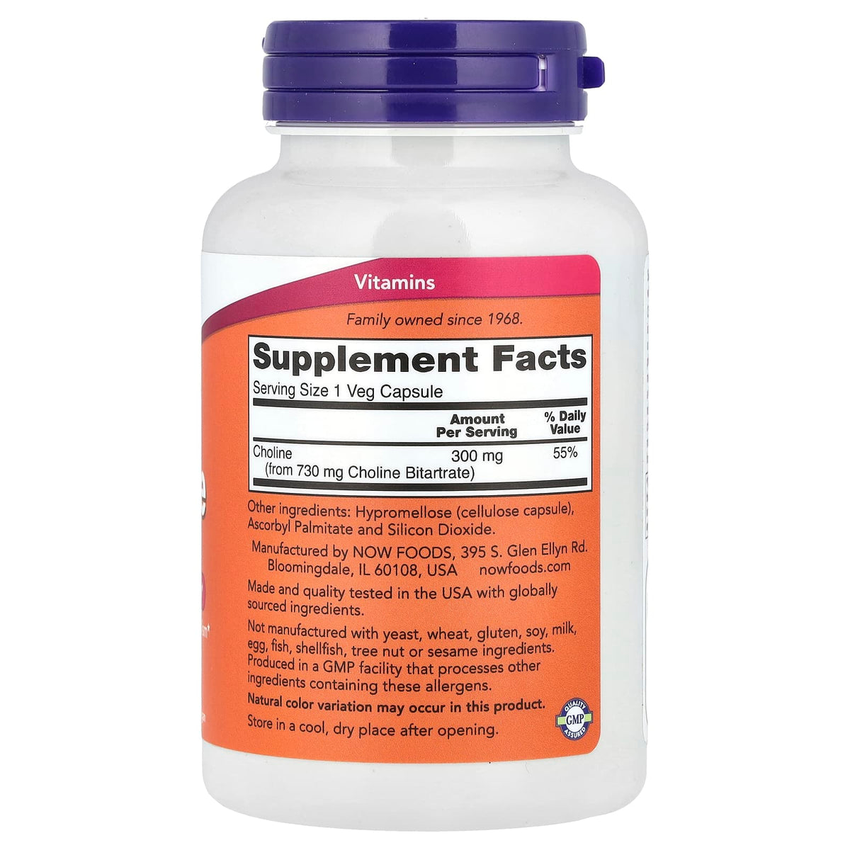 NOW Foods Choline 300 mg 100 Veg Caps