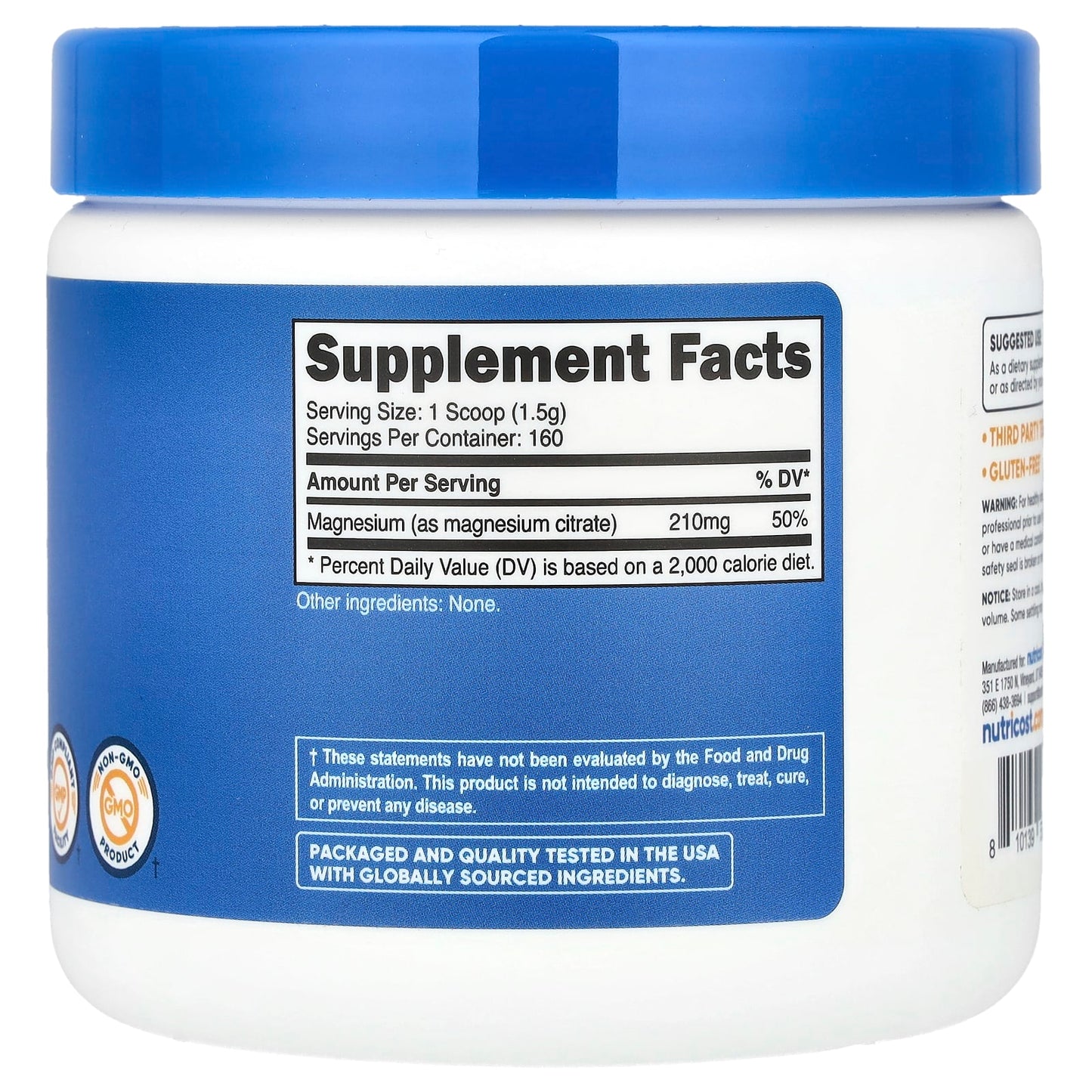 Nutricost, Magnesium Citrate, Unflavoured, 8.9 oz (250 g)