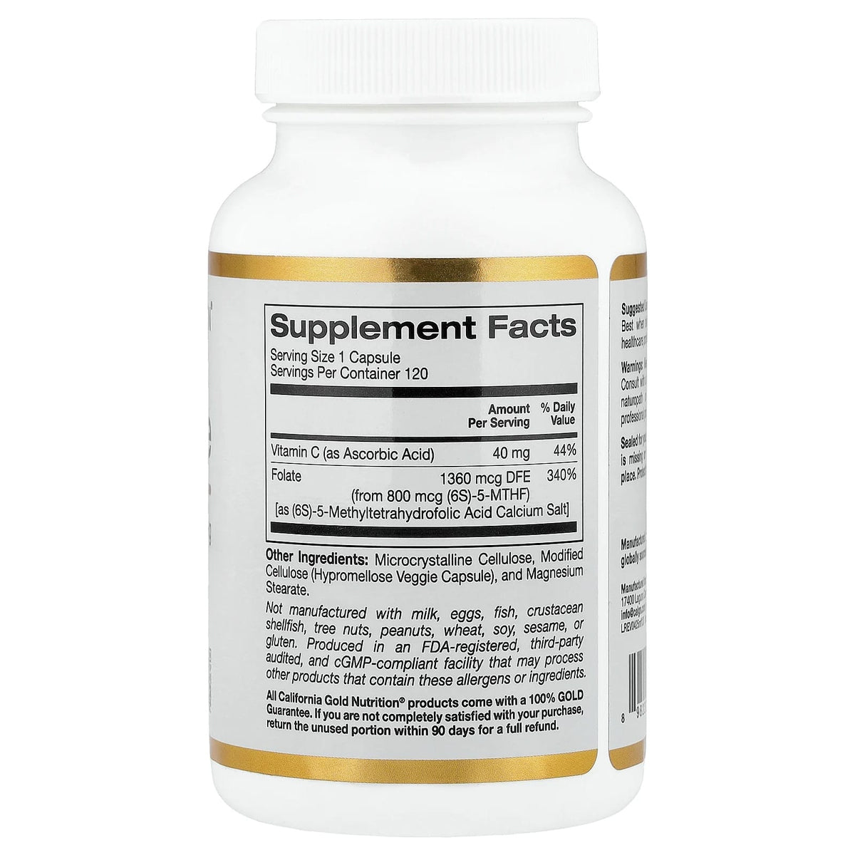 California Gold Nutrition, Methyl Folate and Vitamin C, 120 Veggie Capsules