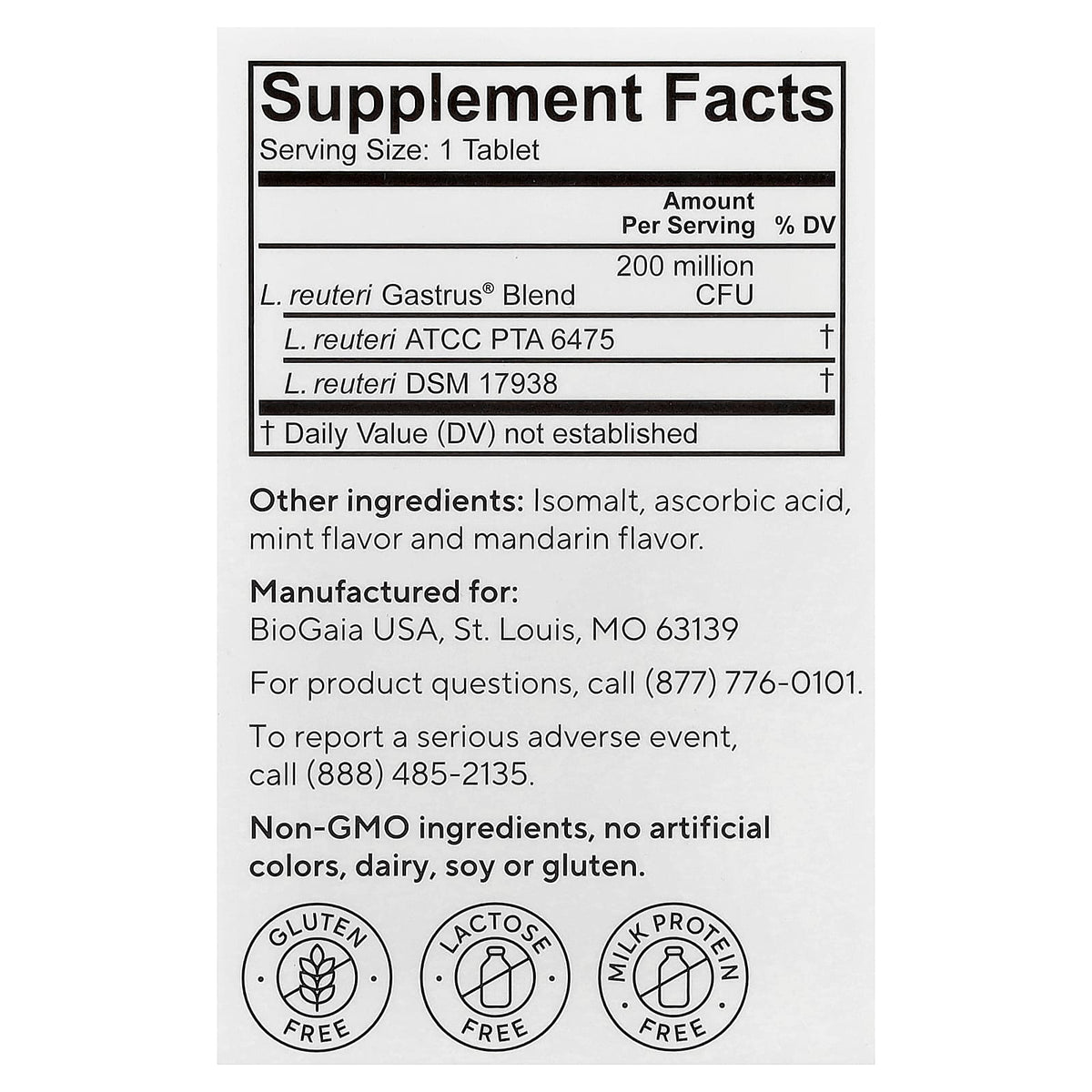 Biogaia Gastrus For GI Tract Health Probiotic 30 Chewable Tablets