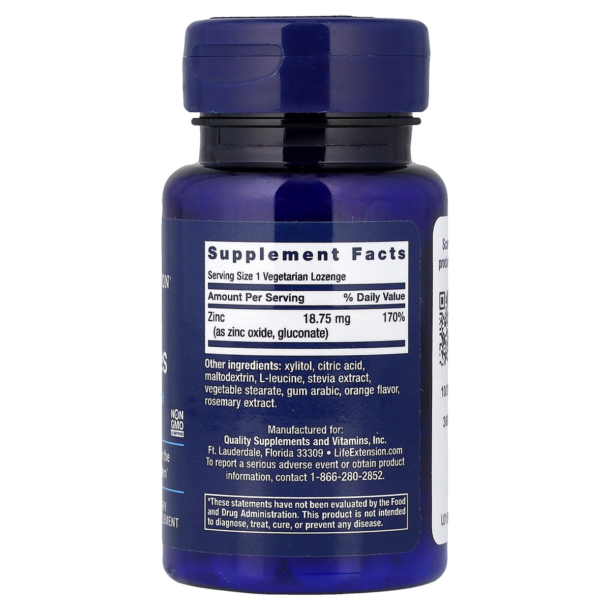 Life Extension Zinc 60 Vegetarian Lozenges