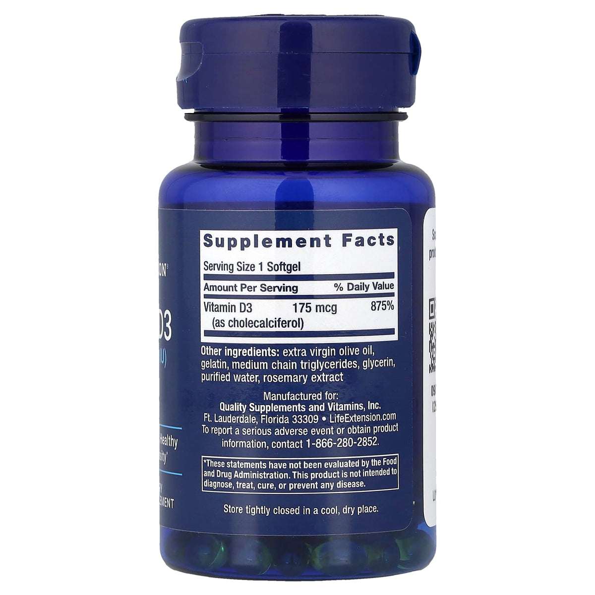 Life Extension Vitamin D3 175 mcg 60 Softgels