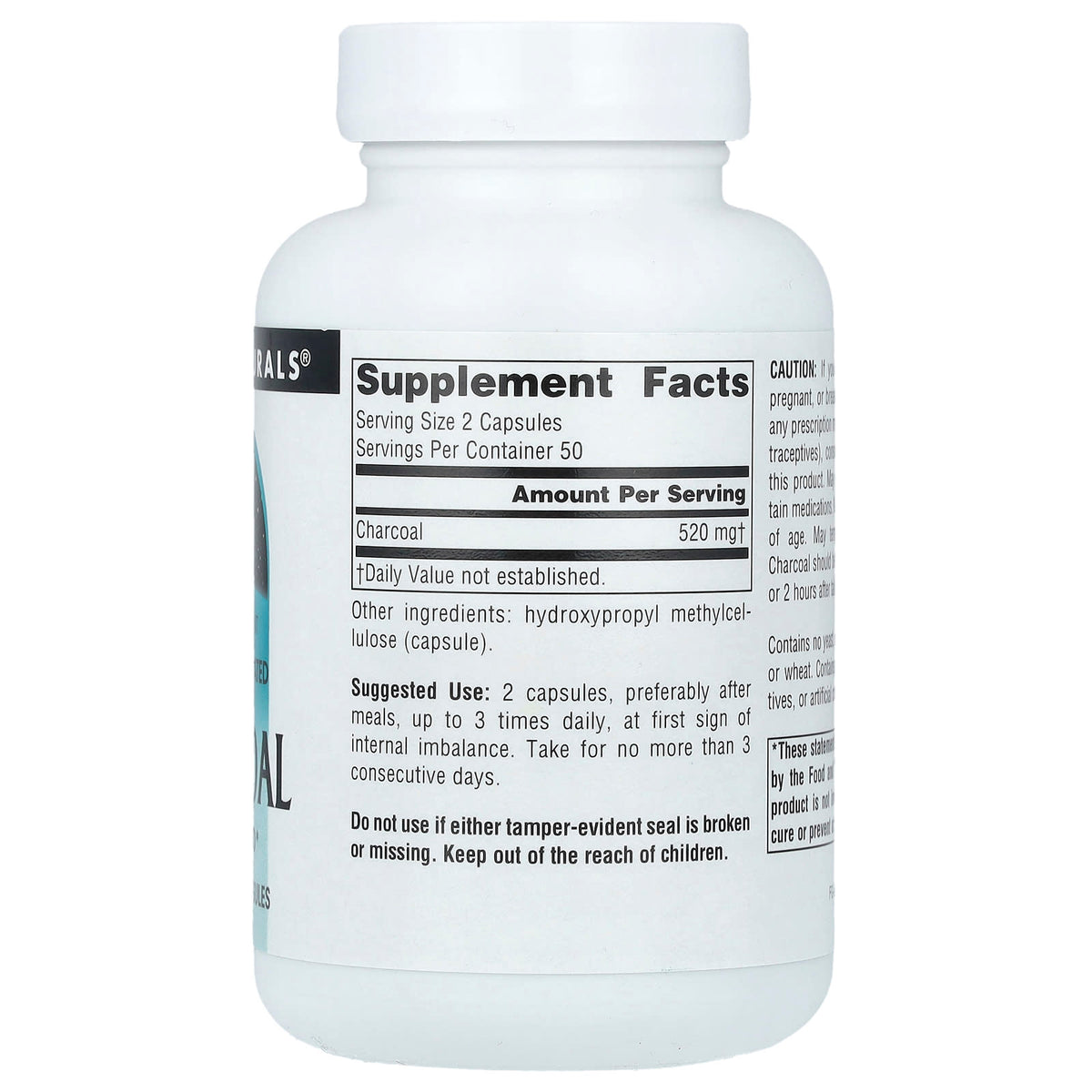 Source Naturals 100% Activated Charcoal 260 mg 100 Capsules