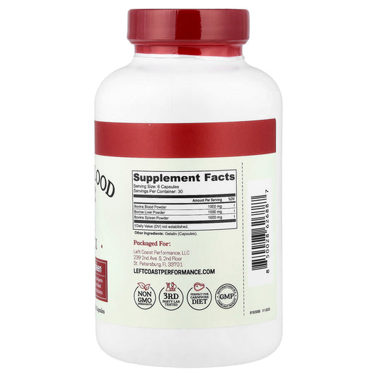 Left Coast Performance, Bovine Blood Complex With Liver and Spleen, 180 Capsules