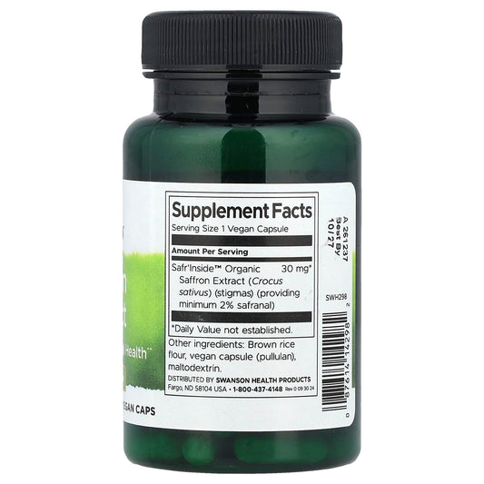 Swanson Vitamins, Saffron Extract, 30 mg, 60 Vegan Caps