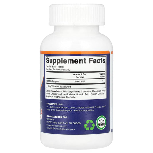 Vitamatic, Lactase Enzyme, 9,000 FCC, 240 Tablets