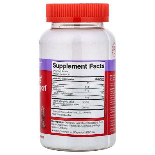 SmartyPants, Fast-Acting Stress Support, Mixed Berry, 60 Gummies
