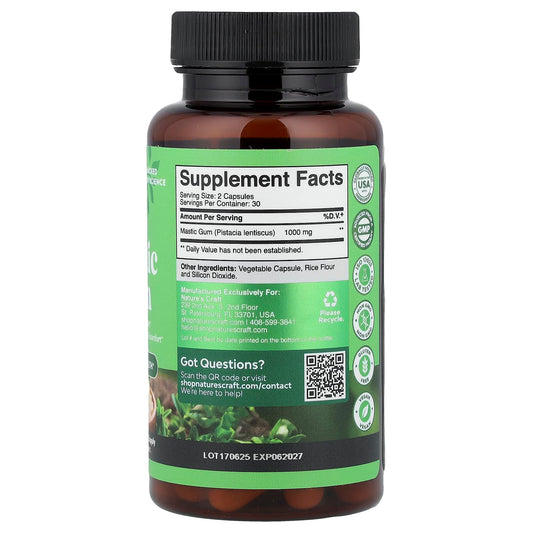 Nature's Craft, Mastic Gum, 60 Capsules (500 mg per Capsule)