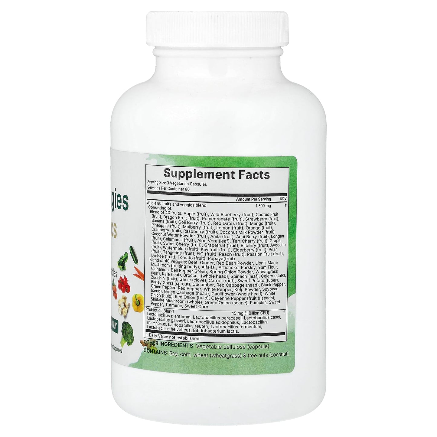 Micro Ingredients, Fruits + Veggies Probiotics, 240 Vegetarian Capsules