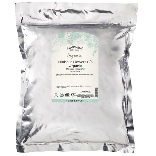 Starwest Botanicals, Organic Hibiscus Flowers C/S, 1 lb (453.6 g)