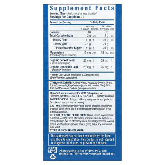 Mommy's Bliss, Baby Constipation Ease + Prebiotics, Age 6 Months+, 120 ml (4 fl oz)