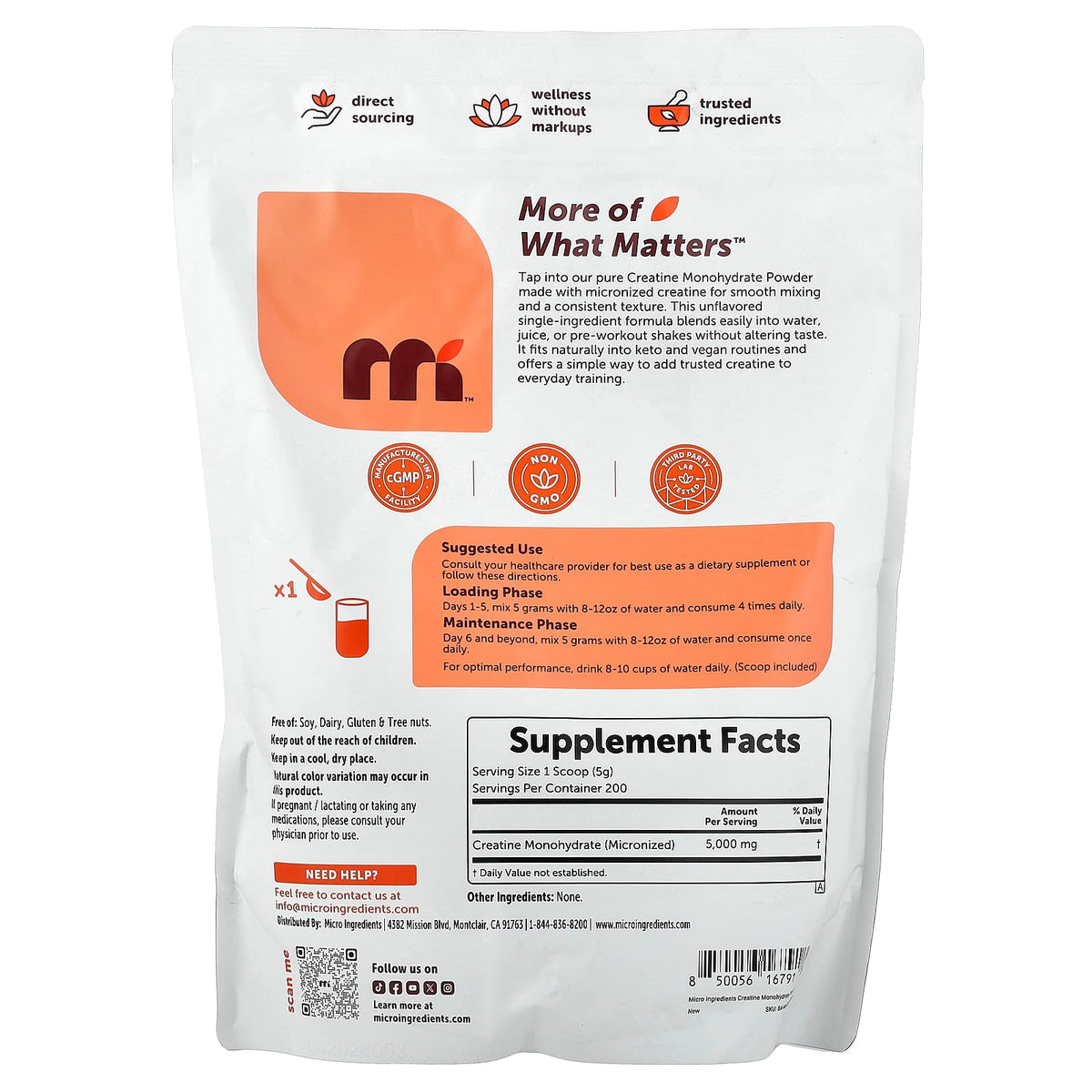 Micro Ingredients Creatine Monohydrate Powder 997 g