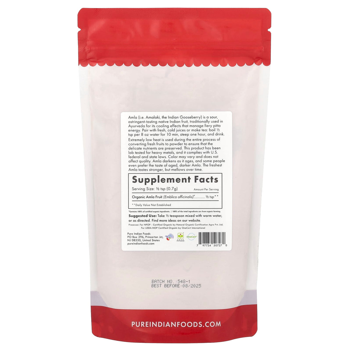 Pure Indian Foods, Organic Amla Powder, 8 oz (227 g)