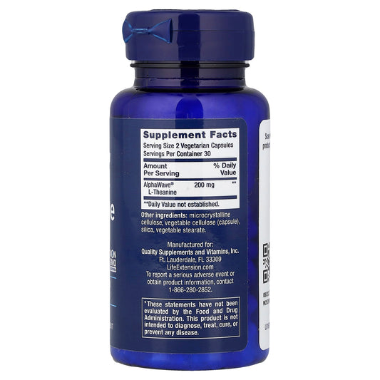 Life Extension, L-Theanine, 100 mg, 60 Vegetarian Capsules