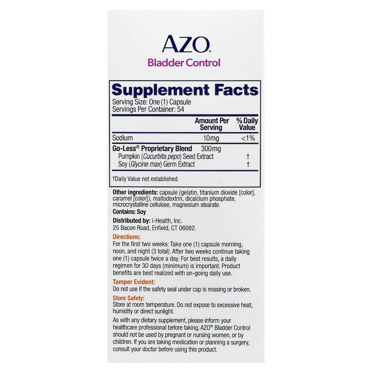 Azo, Bladder Control with Go-Less, 54 Capsules