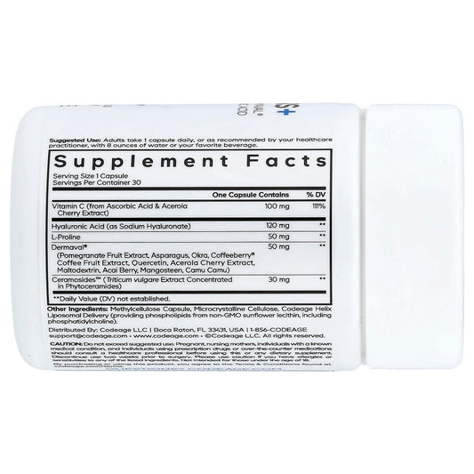 Codeage, Skin Vitamins+, 30 Veg Capsules