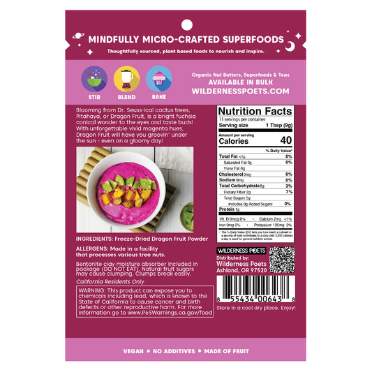 Wilderness Poets, Freeze Dried Dragon Fruit Powder, 3.5 oz (99 g)