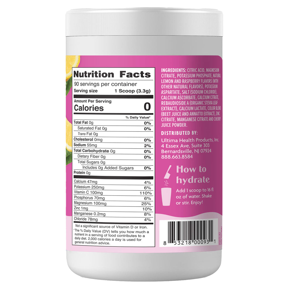 Ultima Replenisher Electrolyte Mix Pink Lemonade 9.5 oz 270g