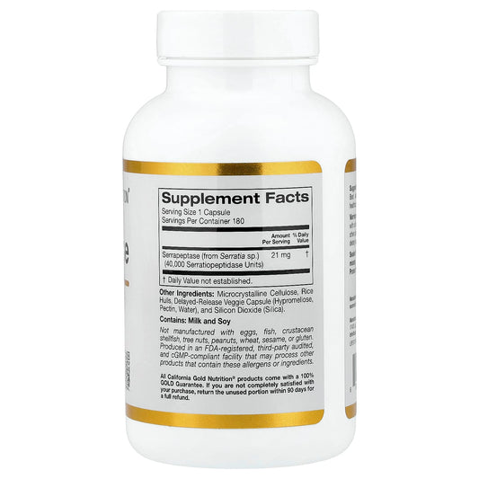 California Gold Nutrition, Serrapeptase, Proteolytic Enzyme, 40,000 SPUs, 180 Veg Capsules