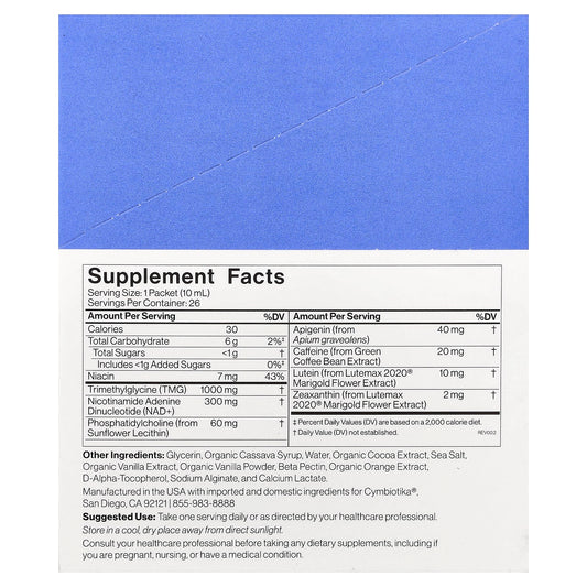 Cymbiotika, Liposomal NAD+, Orange Vanilla, 26 Liquid Packets, 10 ml (0.34 fl oz) Each
