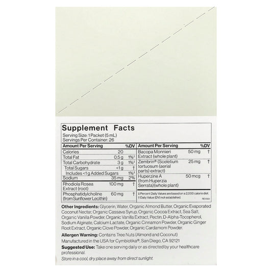 Cymbiotika, Liposomal Brain Complex, Vanilla Cinnamon, 26 Liquid Packets, 5 ml (0.17 fl oz) Each